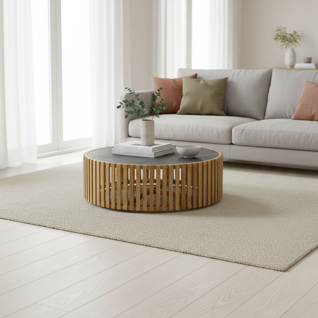 Moon Couchtisch rund Schiefer 120cm - Prime Möbel