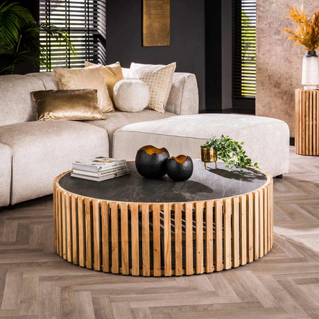 Couchtisch rund mit Schieferplatte 120cm - Prime Möbel