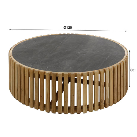 Couchtisch rund mit Schieferplatte 120cm - Prime Möbel