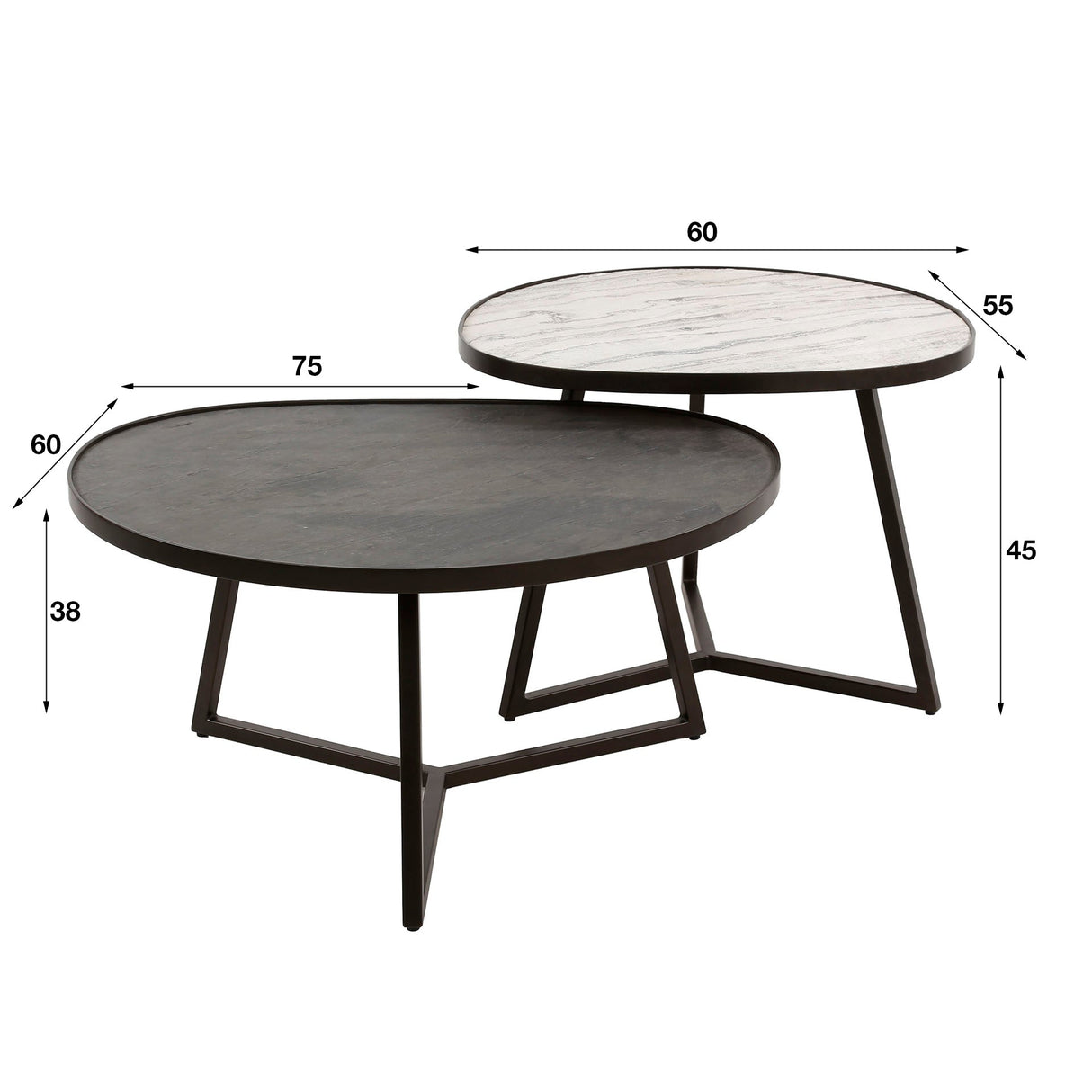 Couchtisch-Set 3-eckiges aus Schiefer - Prime Möbel