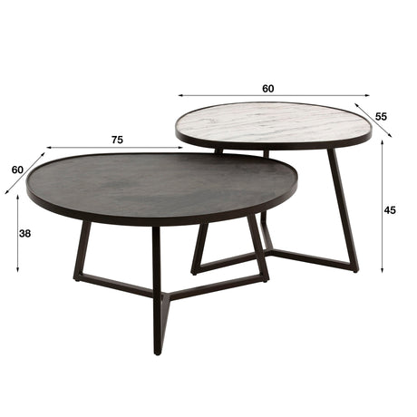 Couchtisch-Set 3-eckiges aus Schiefer - Prime Möbel