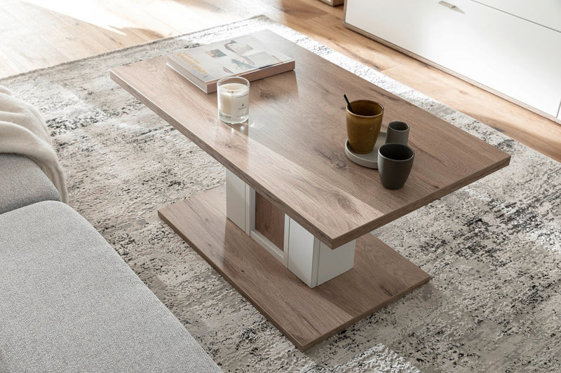 Santerno Couchtisch Weiss/ Viking Oak  95cmx55cm Prime Möbel