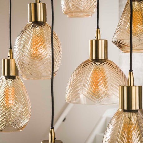 Amber V-Design Hängelampe mit 9 Schirmen - Prime Möbel