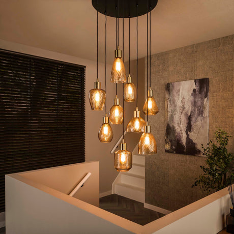 Amber V-Design Hängelampe mit 9 Schirmen - Prime Möbel