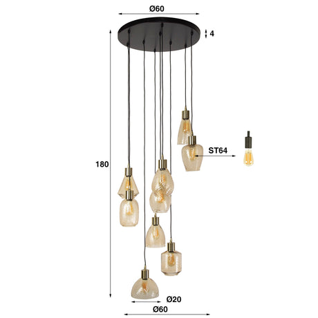 Amber V-Design Hängelampe mit 9 Schirmen - Prime Möbel