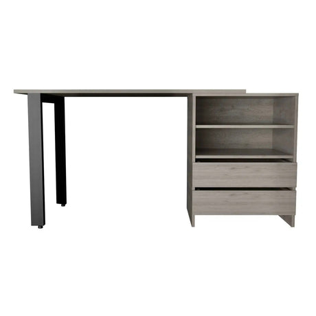 Austral 120 Schreibtisch, 2 Beine, 2 Schubladen, Grau - Prime Möbel