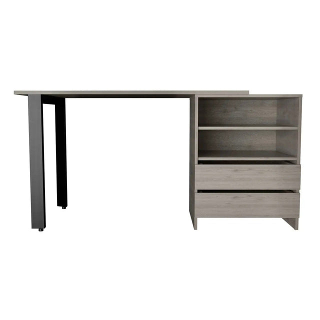 Austral 120 Schreibtisch, 2 Beine, 2 Schubladen, Grau - Prime Möbel