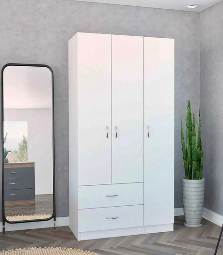 Austral weiss 3-türiger Kleiderschrank 90x180 - Prime Möbel