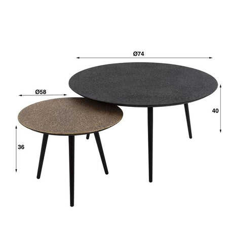 Cäsar 2er-Couchtisch-Set schwarz/gold - Prime Möbel