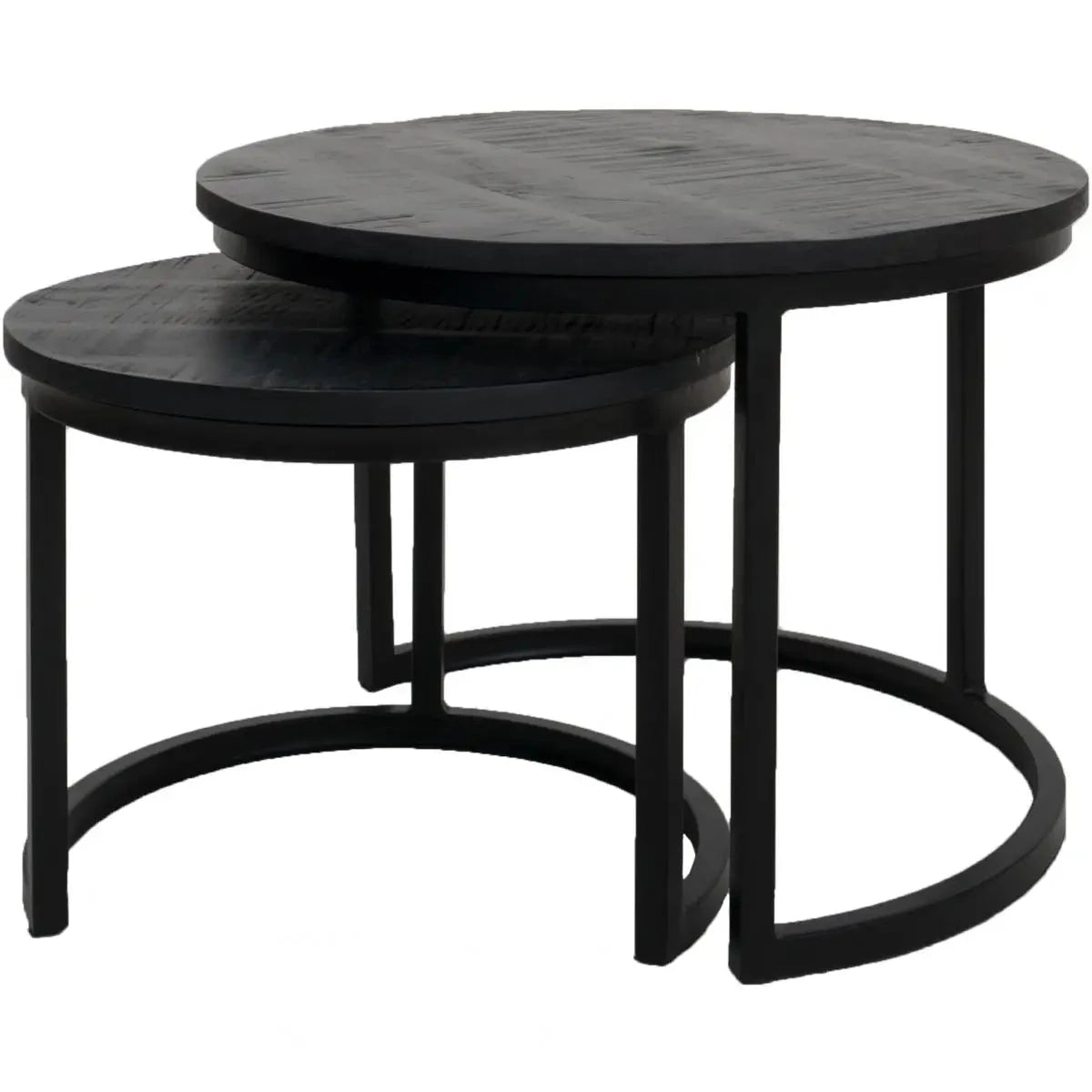 Couchtisch Bart - 2er-Set - Schwarze Platte - schwarze Basis - Prime Möbel