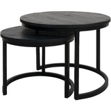 Couchtisch Bart - 2er-Set - Schwarze Platte - schwarze Basis - Prime Möbel