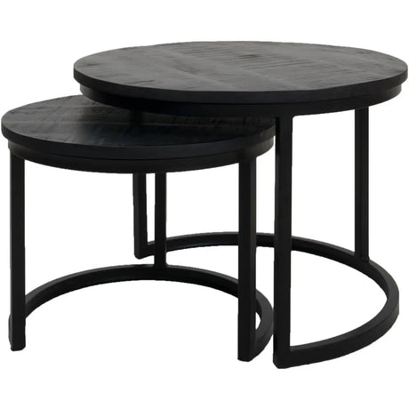 Couchtisch Bart - 2er-Set - Schwarze Platte - schwarze Basis - Prime Möbel