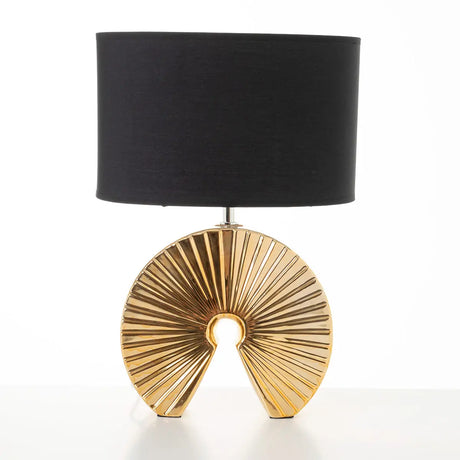 Goldene Keramiklampe mit schwarzem Bildschirm - Prime Möbel