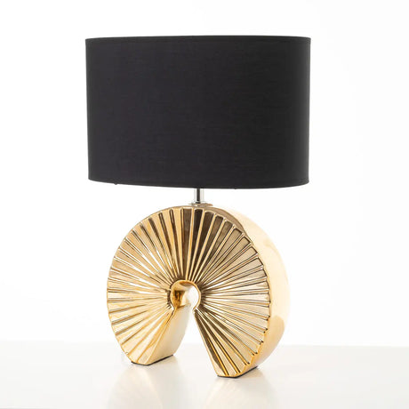 Goldene Keramiklampe mit schwarzem Bildschirm - Prime Möbel