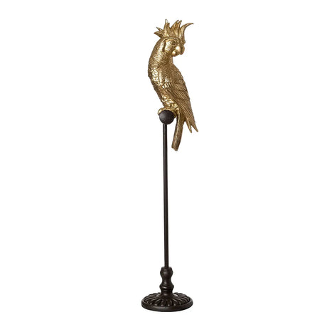 Goldener Harzpapagei mit schwarzem Sockel. 41 cm - Prime Möbel