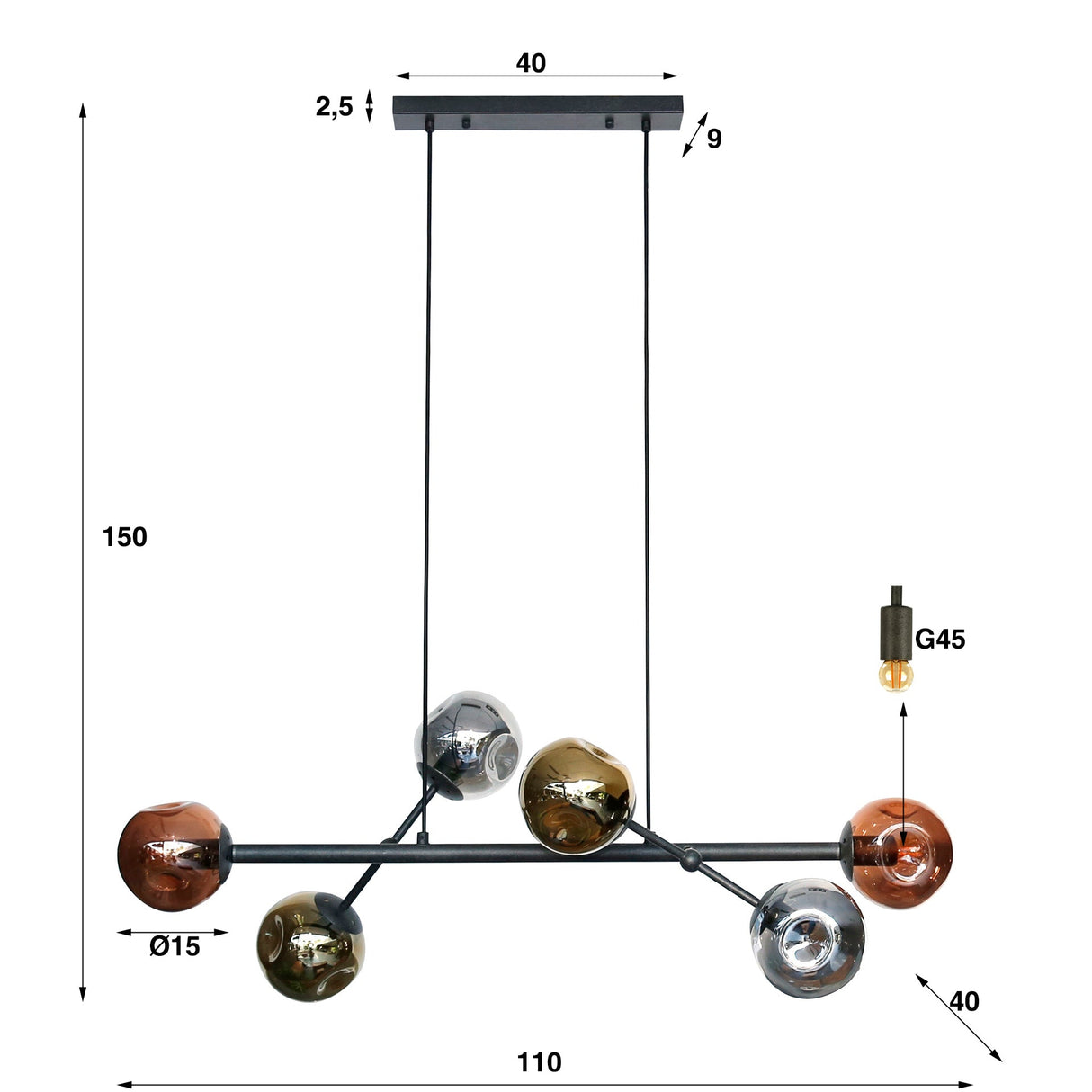 Hängelampe Molecule Mix Glass - Prime Möbel