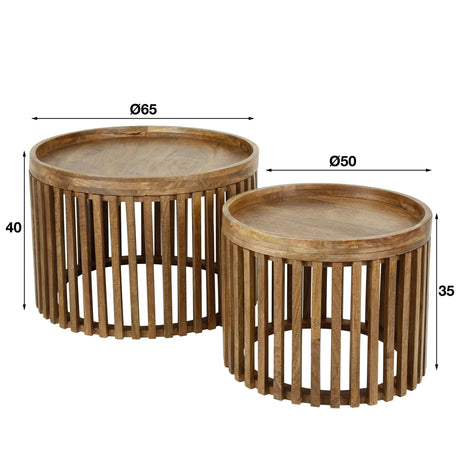 Hermo Couchtischset Stilvolles Design Mangoholz - Prime Möbel