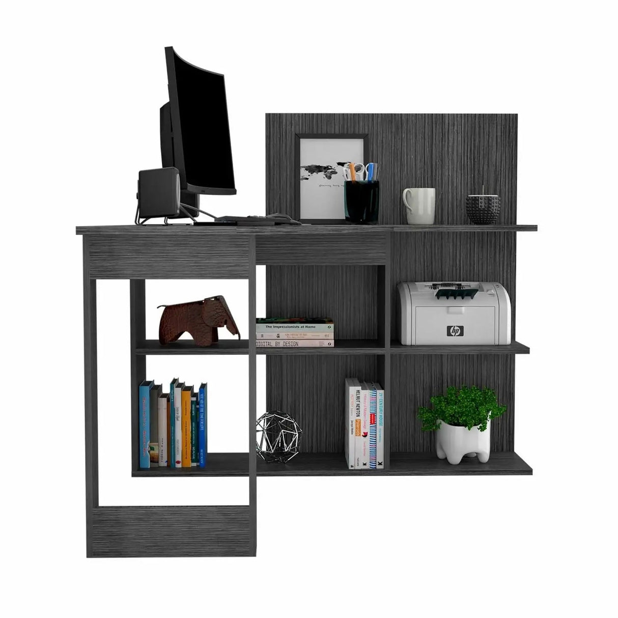 Kazim anthrazit Computer Schreibtisch 130cm - Prime Möbel