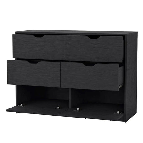 Kommode Basel aus Melamin mit 4 Schubladen und Metallschienen - Prime Möbel