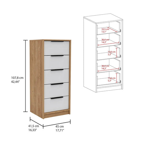 Kommode Kaia mit 5 Schubladen, mit Metallgriffen - Prime Möbel