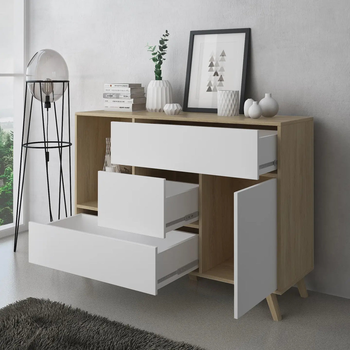 Puccini Sideboard weiss120x40x86 - Prime Möbel