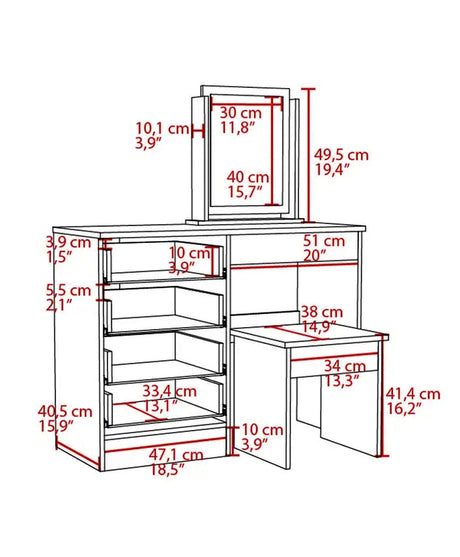 Selina Mirror Schminktisch 126cm - Prime Möbel