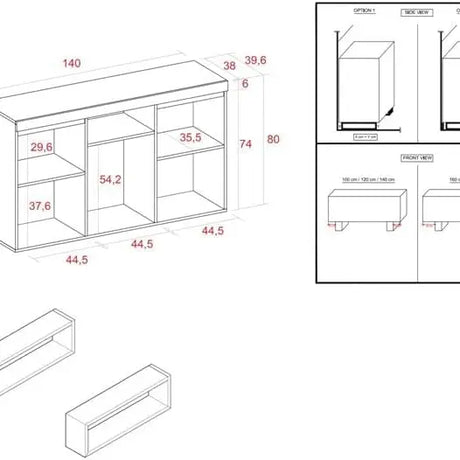Sideboard Hanna 140 x 40 x 92 cm - Prime Möbel