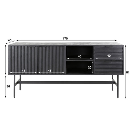 Sideboard Marina Eleganz aus Mangoholz 170x80cm - Prime Möbel