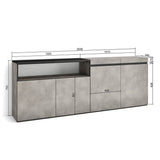Sideboard Vila für Wohnzimmer Moderner Stil Zement 200x75x35cm - Prime Möbel