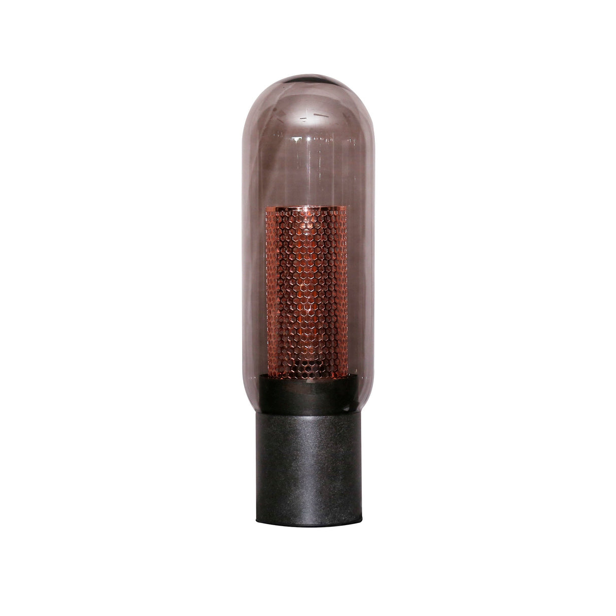 Tischlampe mit Rauchglasschirm und Kupfernetz Eleganz und Stil - Prime Möbel