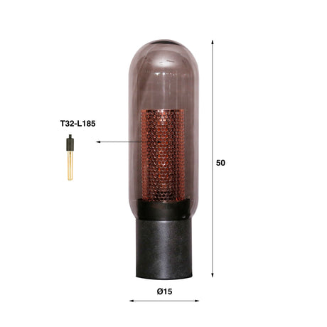 Tischlampe mit Rauchglasschirm und Kupfernetz Eleganz und Stil - Prime Möbel