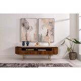 TV-Möbel SAINT aus Naturholz und weiße Marmorplatte 160X50X54 - Prime Möbel