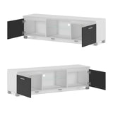 TV-Möbel weiß/schwarz glänzend lackiert.150x40x42 - Prime Möbel