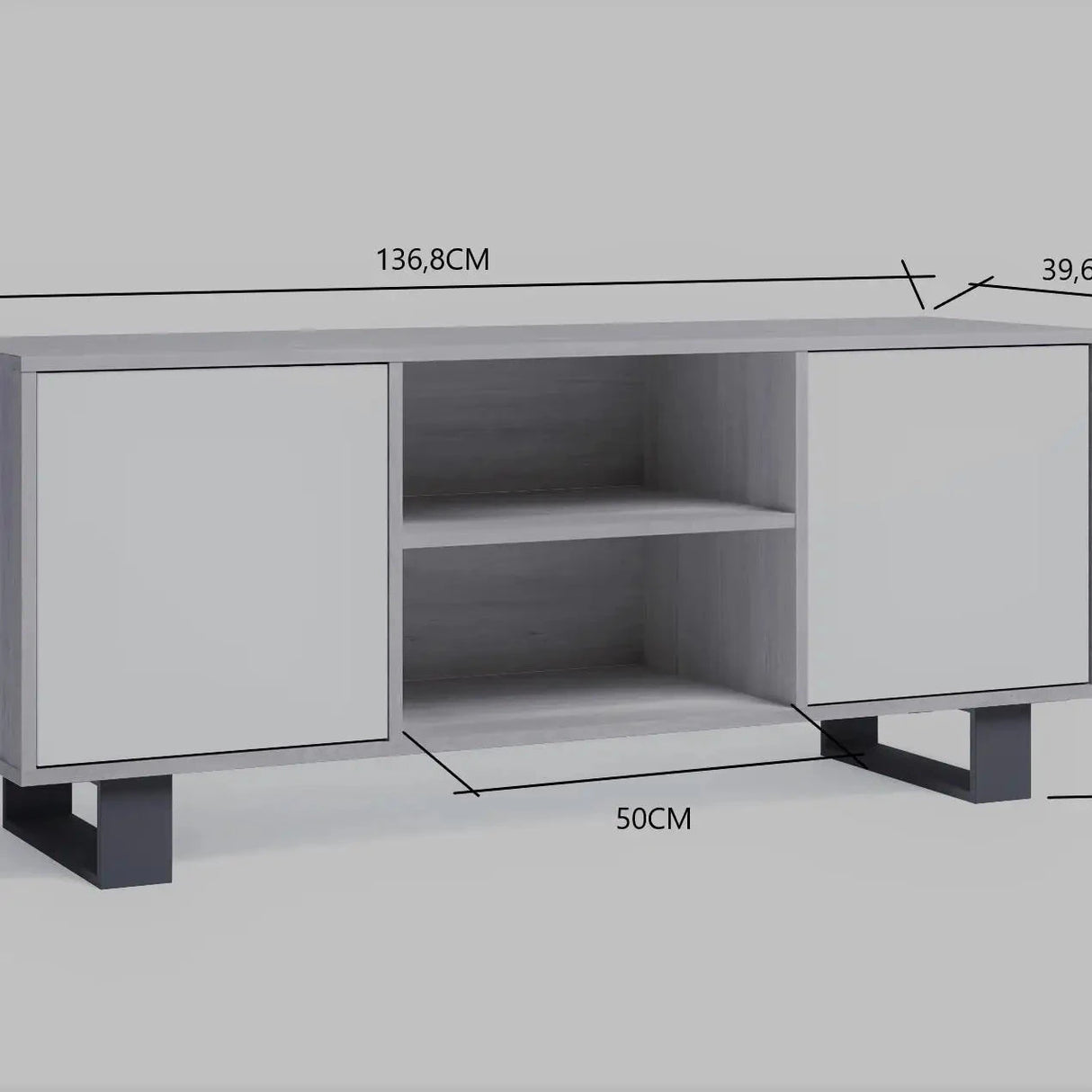 TV-Schrank WIND – Moderner Look in Weiß und Eiche - Prime Möbel