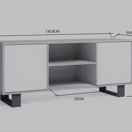 TV-Schrank WIND – Moderner Look in Weiß und Eiche - Prime Möbel