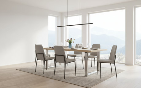 Daytona Auszieh-Esstisch Eiche Bianco massiv,Edelstahl - Prime Möbel