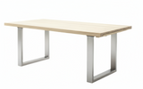 Daytona Auszieh-Esstisch Eiche Bianco massiv,Edelstahl - Prime Möbel