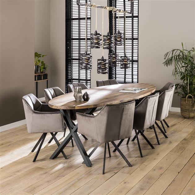 Armlehnenstuhl Luis – Drehbar Anthrazit Samt - Prime Möbel