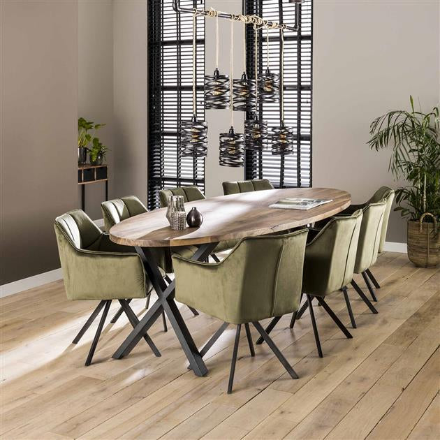 Armlehnenstuhl Luis Drehbar mit grün Samt Samt - Prime Möbel