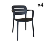 Set 4 Stapelstühlen Sunset – Schwarz ideal für den Außenbereich - Prime Möbel