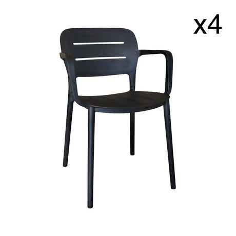 Set 4 Stapelstühlen Sunset – Schwarz ideal für den Außenbereich - Prime Möbel