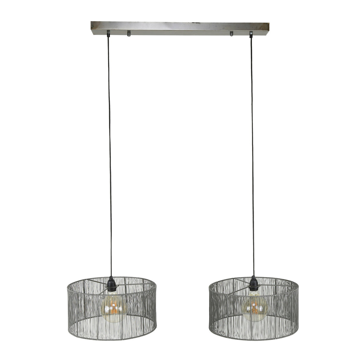 Hängelampe 2L mit Lampenschirm aus Metall 120cm - Prime Möbel