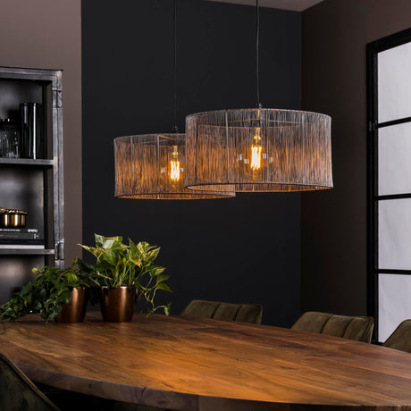 Hängelampe 2L mit Lampenschirm aus Metall 120cm - Prime Möbel