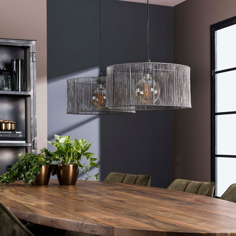 Hängelampe 2L mit Lampenschirm aus Metall 120cm - Prime Möbel