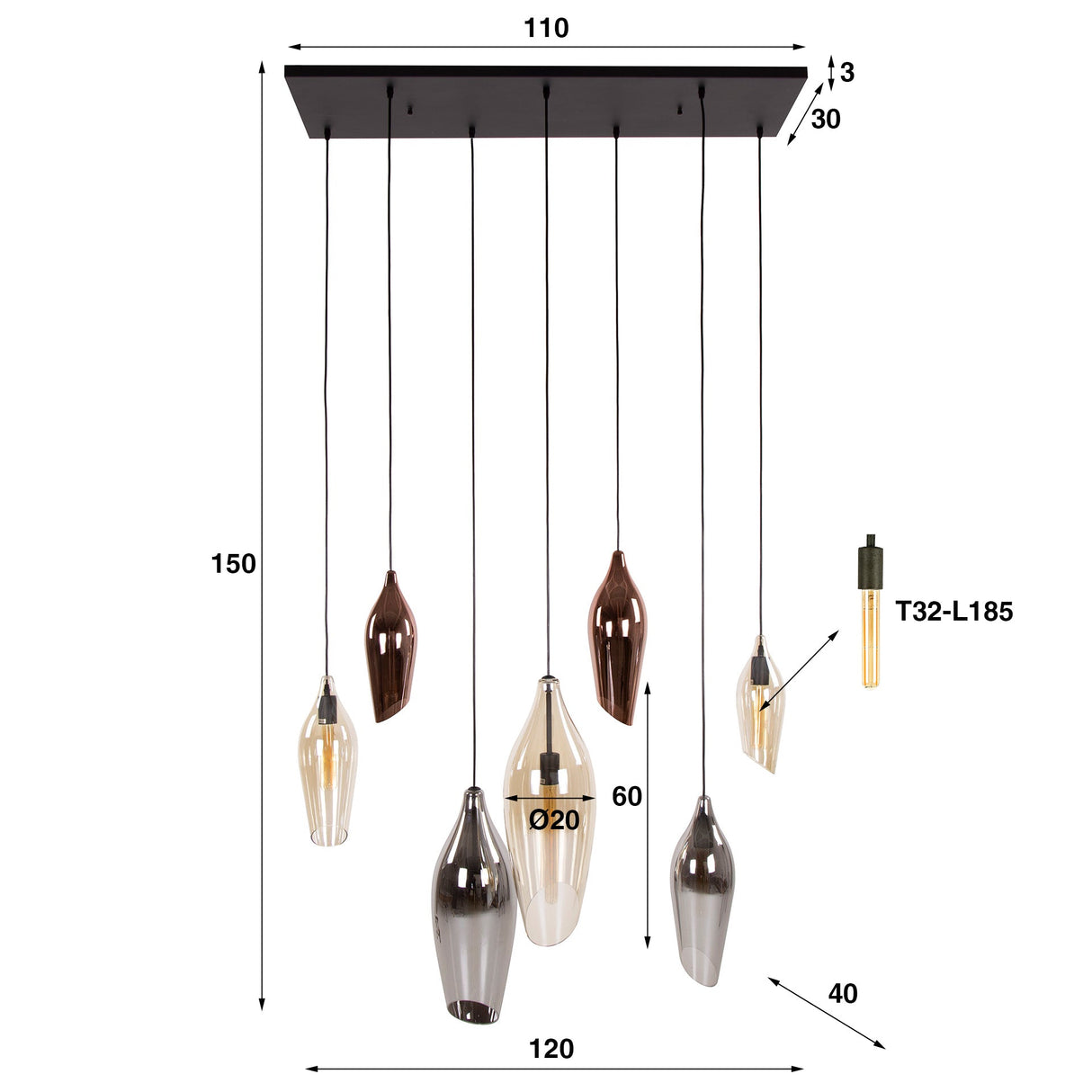 Hängelampe Cocoon Mix Glas Stilvoller Blickfang für Ihr Zuhause - Prime Möbel