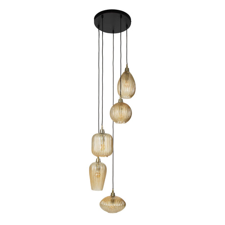 Hängelampe mit bernsteinfarbenen Glasschirmen – Stilvolles Design - Prime Möbel
