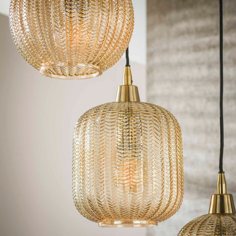 Hängelampe mit bernsteinfarbenen Glasschirmen – Stilvolles Design - Prime Möbel