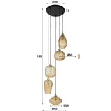Hängelampe mit bernsteinfarbenen Glasschirmen – Stilvolles Design - Prime Möbel