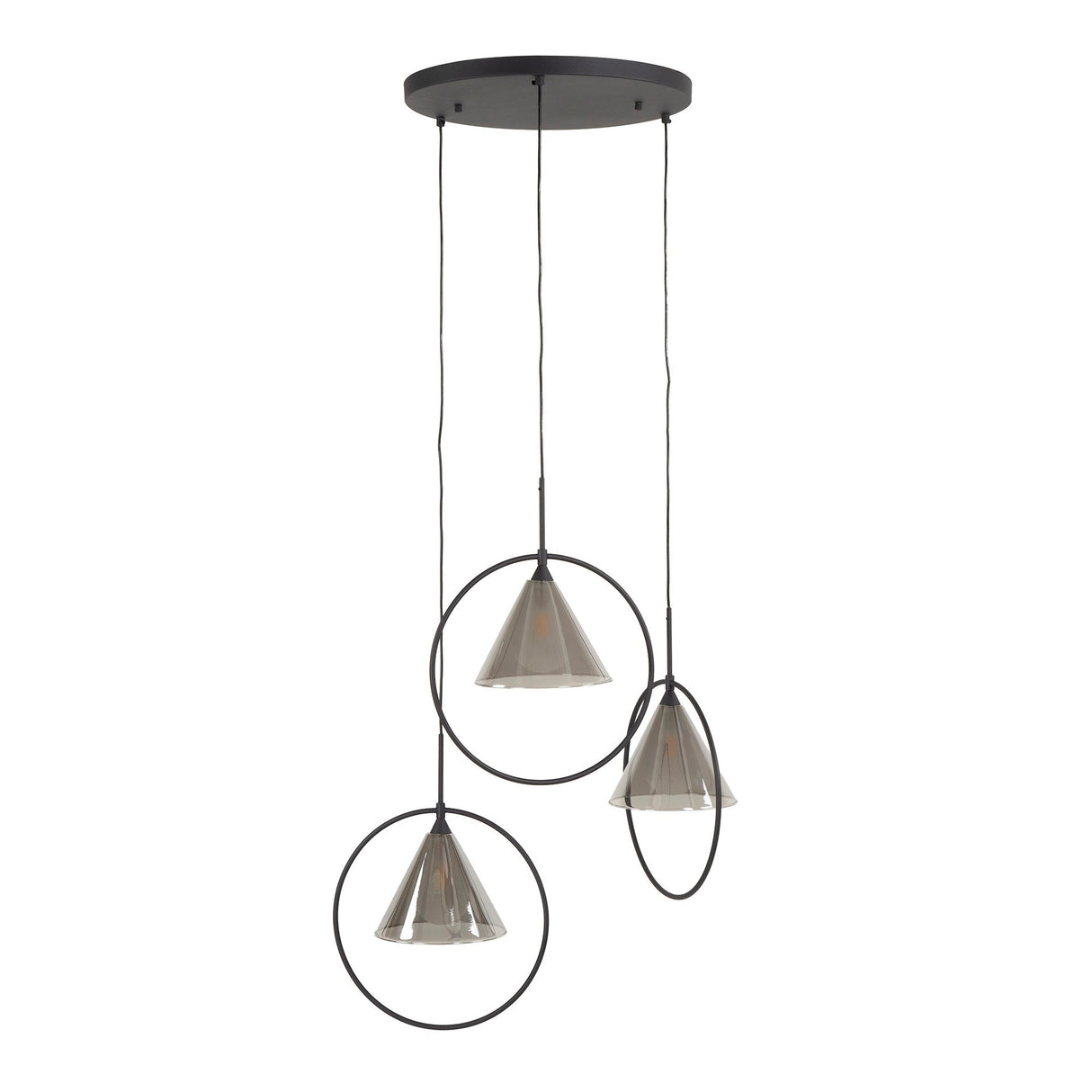 Hängelampe Olymp – Gestuftes Design mit Rauchglas-Schirmen Prime Möbel