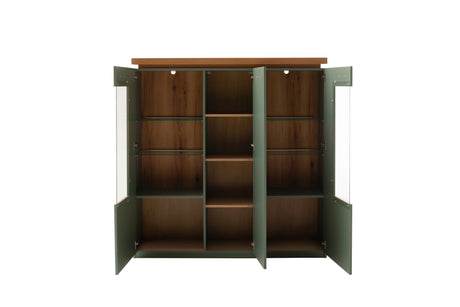 Moniz Highboard LED Salbei Grün&Eiche 138x144cm Prime Möbel